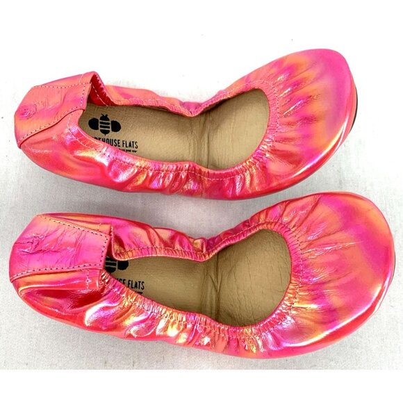 The Storehouse Flats Iridescent Pink Leather Foldable Shoes Sz 8 Packable Travel - Picture 1 of 3